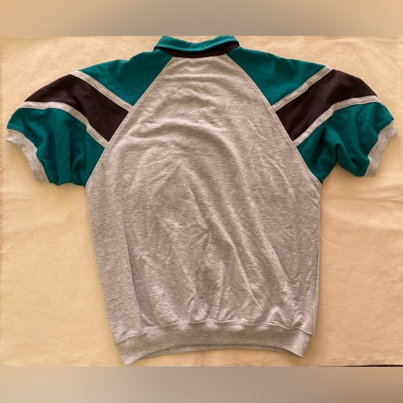 Envoy 90s Casual Dad Polo Style Shirt Teal Black Grey Mens Medium Vintage - Picture 2 of 7